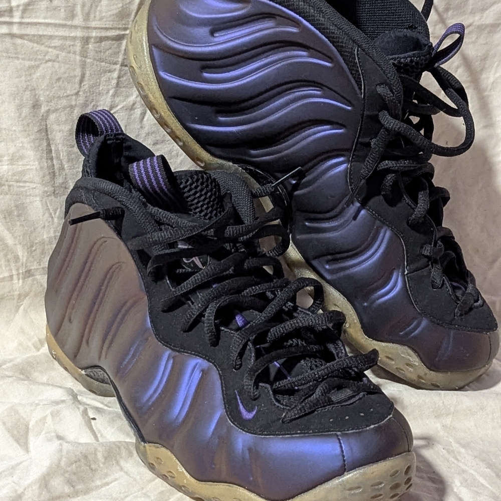 Nike Iridescent Purple and Black Foamposite Sneakers